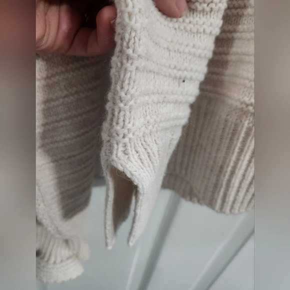 Madewell cream ruffle victorian sweater sleeve Marino wool blend stretch large - Picture 8 of 15